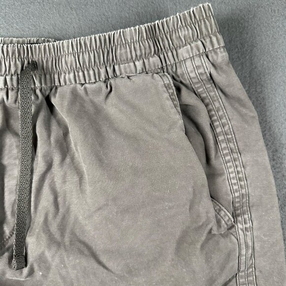 Abercrombie Fitch Mens Large Gray Raw Hem Cotton Shorts Drawstring Elastic Waist - Picture 4 of 10